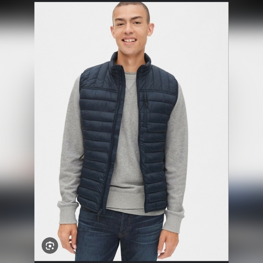 Gap Blue Cold Control Water Repellent Packable Vest Size Mens Medium
